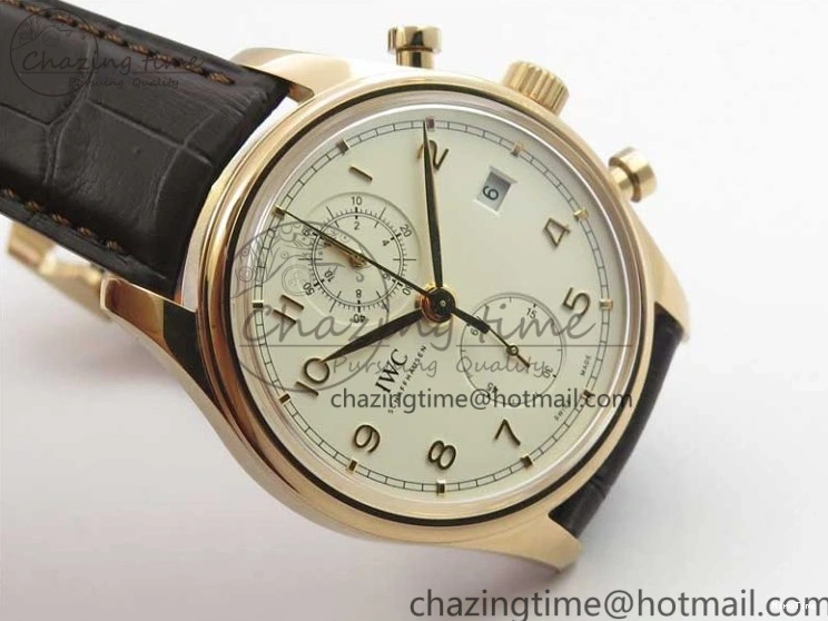 MIROTIME 0321 Lightweight Portugieser Chrono  42 IW390406 RG ZF 1:1 Best Edition White Dial on Brown Leather Strap A 7123